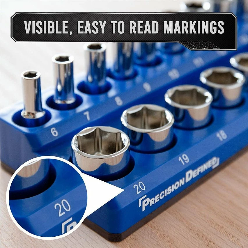 Coupon ⌛ Precision Defined Porte-Douilles Magnétique, MÉTRIQUE, 26 Douilles (1/4 pouce (Métrique), Bleu) ✔️ 4 Coupon ⌛ Precision Defined Porte-Douilles Magnétique, MÉTRIQUE, 26 Douilles (1/4 pouce (Métrique), Bleu) ✔️ – Image 4