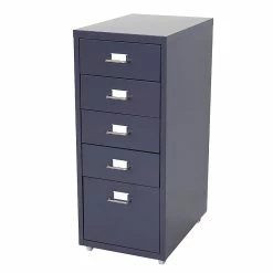 Brand new 🔔 Décoshop26 Caisson à tiroirs meuble de rangement bureau sur roulettes 69x28x41cm 5 tiroirs acier gris foncé 04_0004358 💯