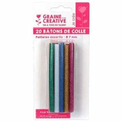 Best Pirce ⭐ Graine Créative RECHARGE COLLE BASSE TEMPERATURE 20 BATONS 7mm COLORIS PAILLETEES ASSORTIES 🤩