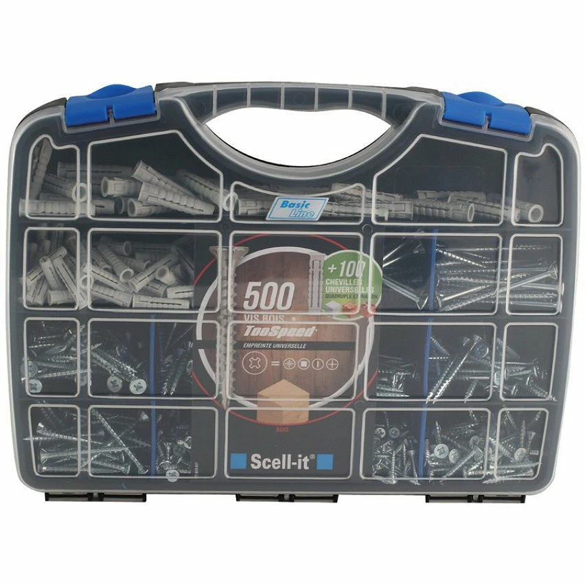 Best deal 🎉 Scell It Coffret 500 Vis Bois mixtes TooSpeed + 100 chevilles quadruples expansion + embout de vissage SCELL-IT 😉 1 Best deal 🎉 Scell It Coffret 500 Vis Bois mixtes TooSpeed + 100 chevilles quadruples expansion + embout de vissage SCELL-IT 😉
