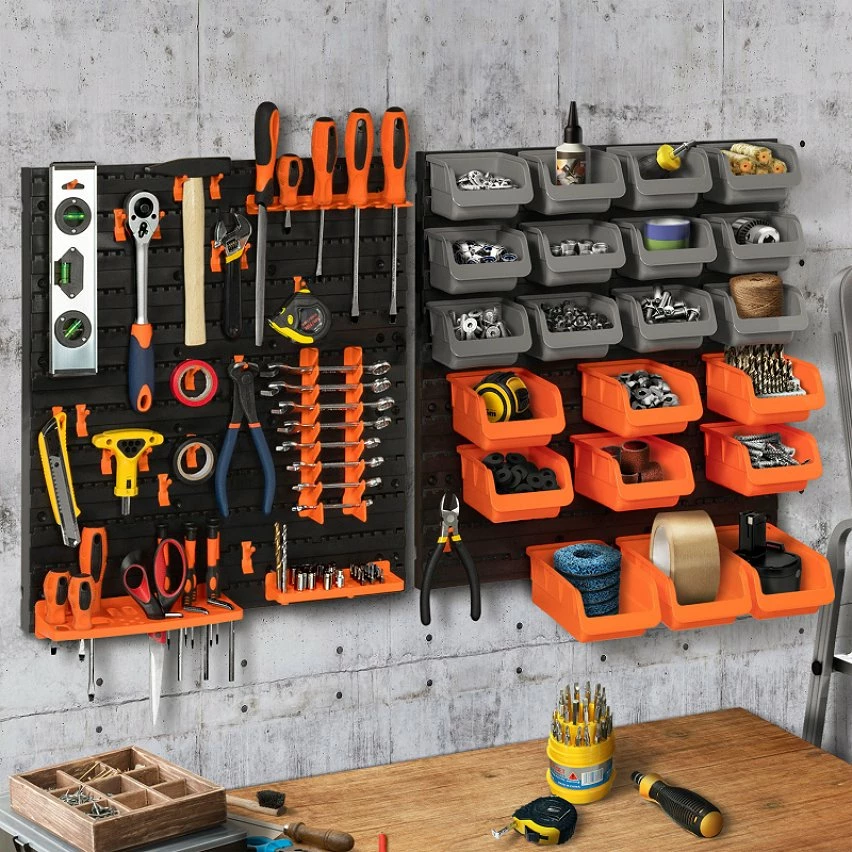 Hot Sale ⌛ IDMARKET Kit de rangement mural 45 pièces panneau perforé et porte-outils 🧨 2 Hot Sale ⌛ IDMARKET Kit de rangement mural 45 pièces panneau perforé et porte-outils 🧨 – Image 2
