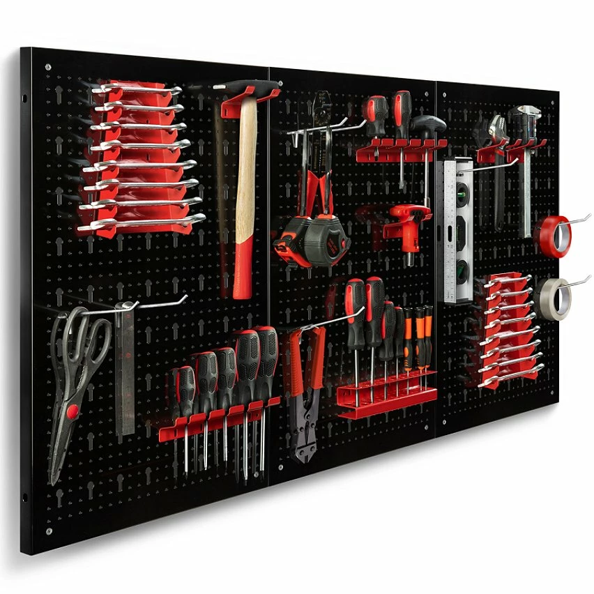 Coupon ❤️ IDMARKET Panneau mural perforé en acier 120 x 60 cm porte-outils avec 17 accessoires ⌛ 1 Coupon ❤️ IDMARKET Panneau mural perforé en acier 120 x 60 cm porte-outils avec 17 accessoires ⌛