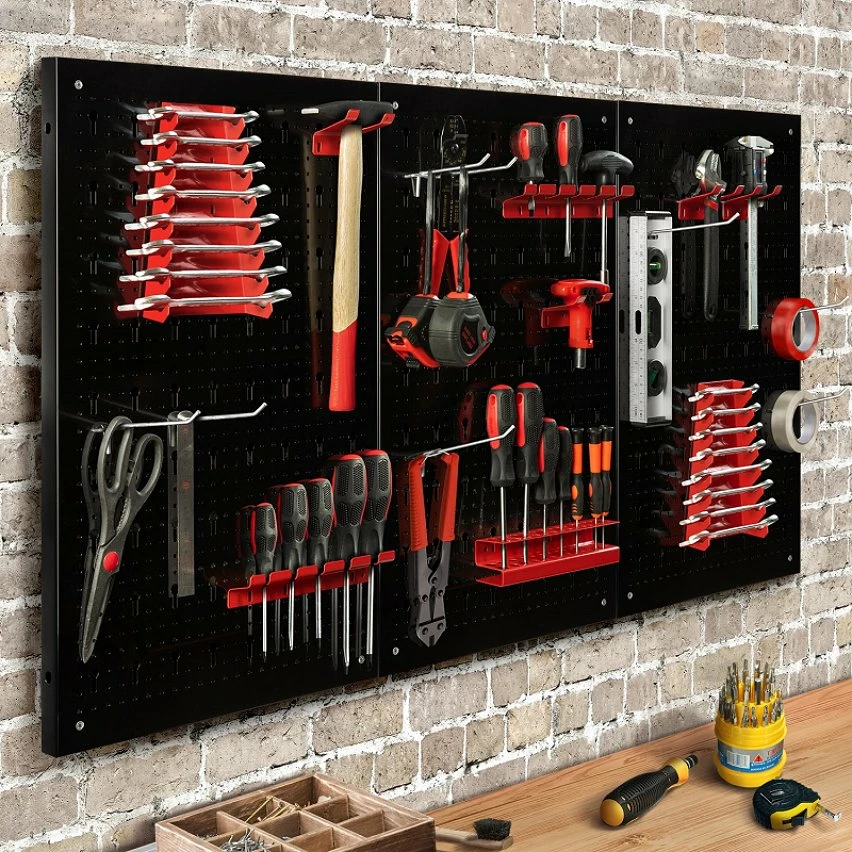 Coupon ❤️ IDMARKET Panneau mural perforé en acier 120 x 60 cm porte-outils avec 17 accessoires ⌛ 2 Coupon ❤️ IDMARKET Panneau mural perforé en acier 120 x 60 cm porte-outils avec 17 accessoires ⌛ – Image 2