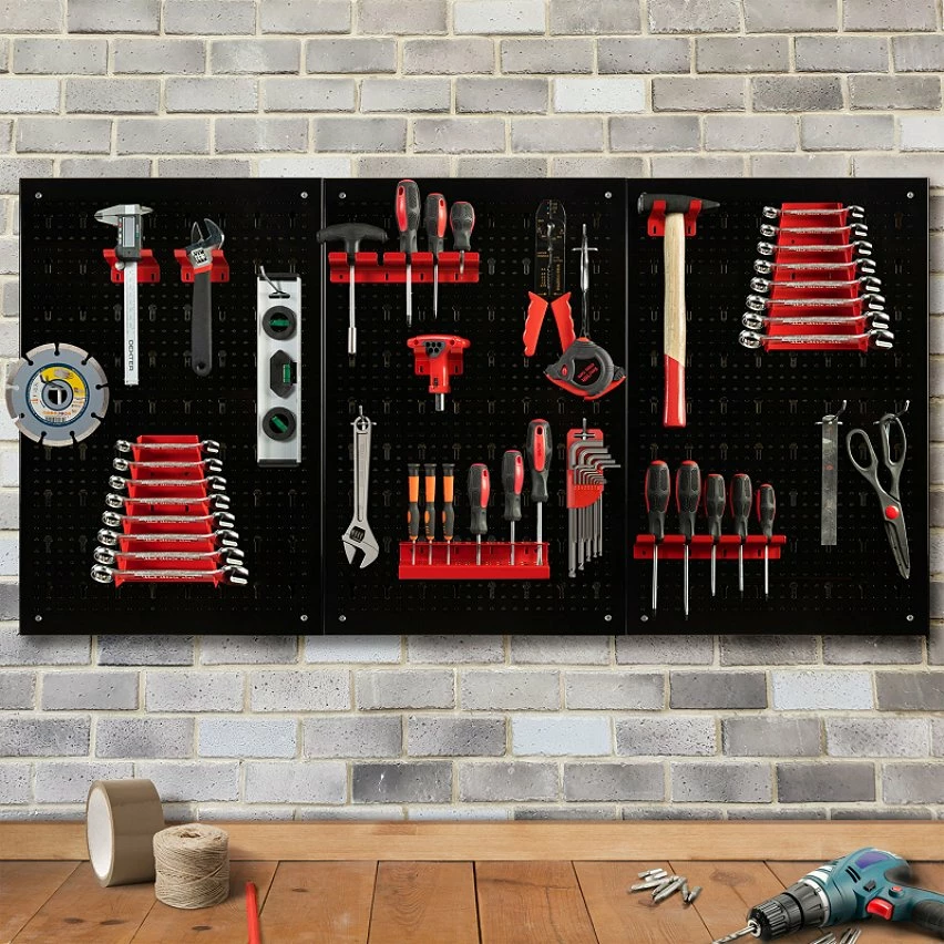 Coupon ❤️ IDMARKET Panneau mural perforé en acier 120 x 60 cm porte-outils avec 17 accessoires ⌛ 4 Coupon ❤️ IDMARKET Panneau mural perforé en acier 120 x 60 cm porte-outils avec 17 accessoires ⌛ – Image 4