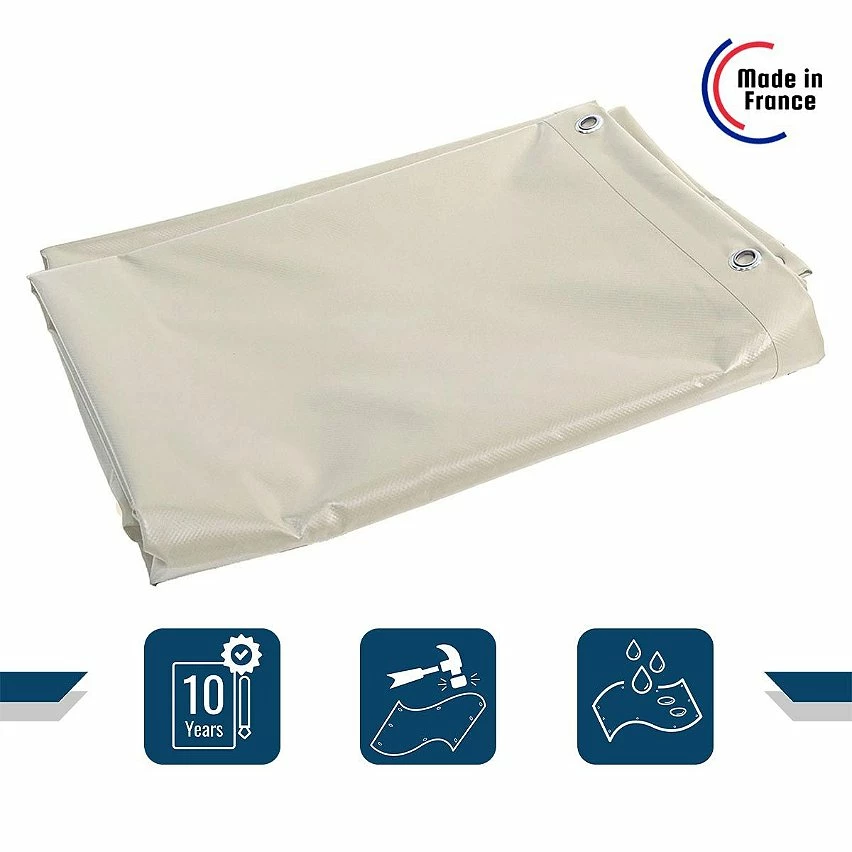 Budget ⌛ TECPLAST Bâche de Protection 5x6 m 680MU Ivoire - Qualité 10 ans - Bâche PVC étanche - Résistance Anti-UV - Made in France ✨ 2 Budget ⌛ TECPLAST Bâche de Protection 5x6 m 680MU Ivoire - Qualité 10 ans - Bâche PVC étanche - Résistance Anti-UV - Made in France ✨ – Image 2