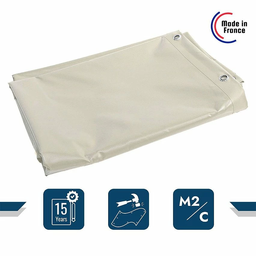Wholesale ✔️ TECPLAST Bâche de Protection 3x5 m Ignifugée M2 680MU2 Ivoire - Qualité 15 ans - Bâche étanche Anti-Chaleur - Made in France ✔️ 2 Wholesale ✔️ TECPLAST Bâche de Protection 3x5 m Ignifugée M2 680MU2 Ivoire - Qualité 15 ans - Bâche étanche Anti-Chaleur - Made in France ✔️ – Image 2