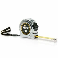 Cheapest ⌛ Mètre ruban 3M rétractable Acier chromé VITO Haute résistance Crochet et Bouton de blocage 🔥