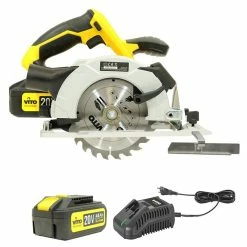 Best Sale 😀 Scie circulaire 20 V VITOPOWER + Batterie 4.0 Ah + Chargeur Rapide ⌛