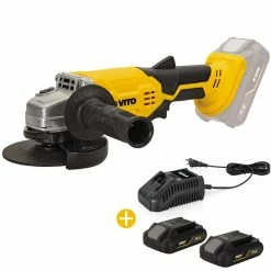 Best Sale 🌟 Meuleuse d'angle sans fil 20V 115mm + 2 Batteries Lithium 2AH + Chargeur Rapide VITO EGO LI 😉