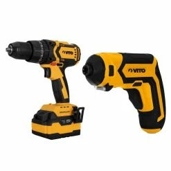 Wholesale 🥰 Pack 2 outils Perceuse Brushless 20V 2 Batterie 4Ah + Outil Multifonctions vissage VITO 4V + Accessoires Batterie Chargeur VITO 🧨