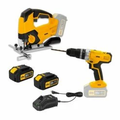 Budget 🧨 Pack 2 Outils Scie sauteuse + Perceuse sans fil 20V VITOPOWER + 2 Batt. 4.0 Ah + 1 Chargeur rapide ✨