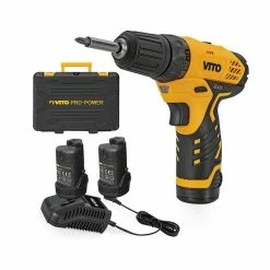 Best Sale 😀 Visseuse sans fil 12V VITO 2 batteries lithium 2.0 Ah Couple 23.8 Nm LED + 6 embouts inclus Mallette 🛒