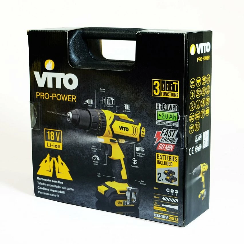 Cheap 😍 Vito Perceuse Visseuse 14,4V 3 batteries lithium-ion 2.0Ah + Chargeur rapide Eclairage LED Indicateur de charge ⭐ 4 Cheap 😍 Vito Perceuse Visseuse 14,4V 3 batteries lithium-ion 2.0Ah + Chargeur rapide Eclairage LED Indicateur de charge ⭐ – Image 4