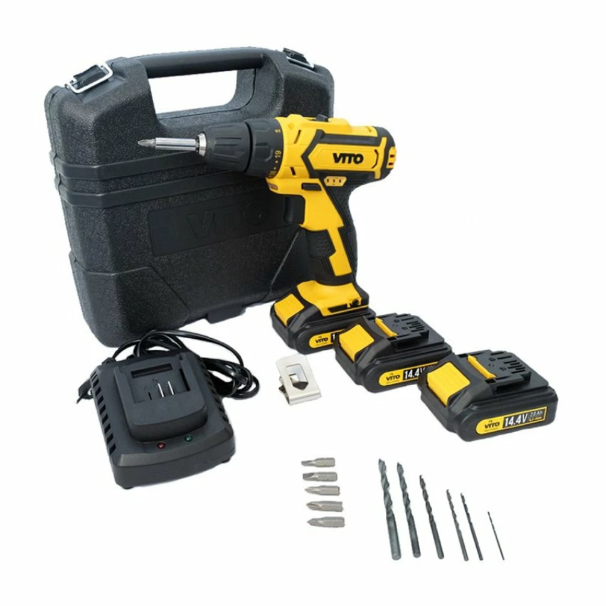 Cheap 😍 Vito Perceuse Visseuse 14,4V 3 batteries lithium-ion 2.0Ah + Chargeur rapide Eclairage LED Indicateur de charge ⭐ 1 Cheap 😍 Vito Perceuse Visseuse 14,4V 3 batteries lithium-ion 2.0Ah + Chargeur rapide Eclairage LED Indicateur de charge ⭐