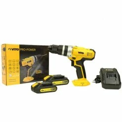 Promo ⭐ Perceuse Visseuse sans fil 20V VITOPOWER + 2 batteries 2.0 Ah + 1 Chargeur rapide 🧨 -Pas Cher Facom Magasin 3701107720590 5