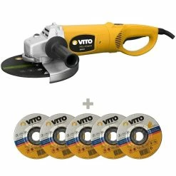 Best Pirce 😍 Meuleuse d'angle Professionnelle 2000W Ø230mm VITO + 5 Disques à tronçonner 😀
