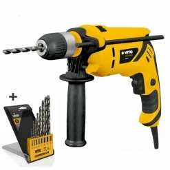 New 💯 Perceuse à percussion 850W VITO + Forets Acier 8 pièces Mandrin 13mm auto serrant Poignée SOFT GRIP 😀