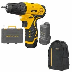 Brand new 🔥 Visseuse sans fil 12V VITO + 2 batteries lithium 2.0 Ah + 6 embouts + Sac à dos de travail + Mallette 🛒