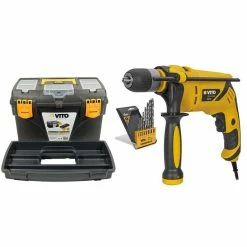 Budget 🎁 Perceuse à percussion 850W VITO + 8 Forets Acier 3 à 10 mm + Boite à outils VITO 18" 🥰