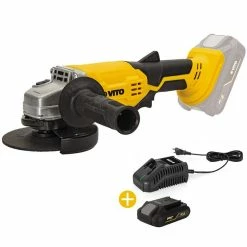 Coupon 😍 Meuleuse d'angle sans fil 115mm sans fil 20V + Batterie Lithium 4AH + Chargeur Rapide VITO EGO LI 👏