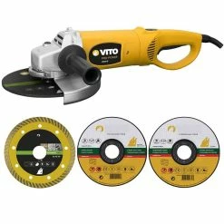 Deals ✔️ Pack Meuleuse d'angle 2200W + 3 disques à meuler Ø 230mm Pierre Marbre Granit VITO 😉