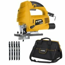 Promo 🔥 Scie sauteuse 570 W Coupe Bois Acier Aluminium 6 Vitesses + 5 lames bois + Sacoche à outils VITO ✨