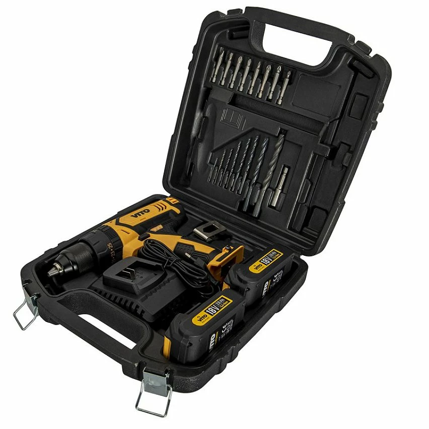 Budget 🤩 Perceuse visseuse sans fil 18V 2 batteries Lithium 2.0 Ah + mallette + 18 accessoires de vissage et perçage VITO 😉 3 Budget 🤩 Perceuse visseuse sans fil 18V 2 batteries Lithium 2.0 Ah + mallette + 18 accessoires de vissage et perçage VITO 😉 – Image 3