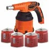 Promo 🔥 Lampe a souder a gaz + 4 Cartouches gaz 190g Allumage piezo Flamme réglable 1200 °C Proweltek 🧨