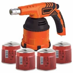 Promo 🔥 Lampe a souder a gaz + 4 Cartouches gaz 190g Allumage piezo Flamme réglable 1200 °C Proweltek 🧨
