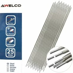 Hot Sale 🎉 Electrodes rutile 2,5 x 300 mm 25 pièces AWELCO Baguette enrobée soudure à l'arc Acier 🔔
