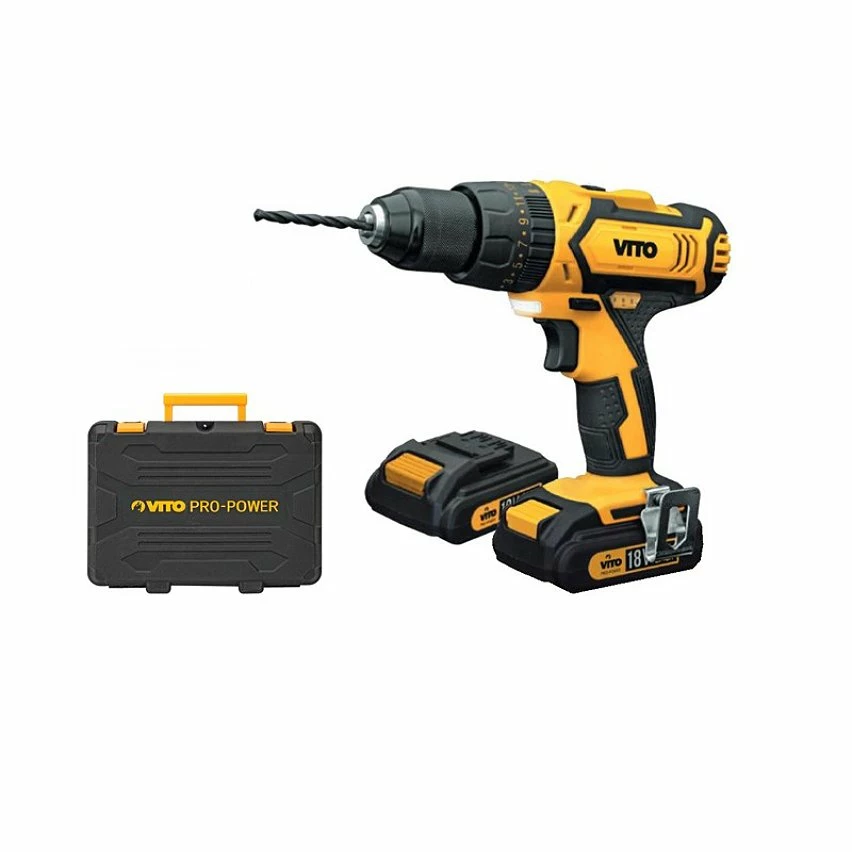 Budget 🤩 Perceuse visseuse sans fil 18V 2 batteries Lithium 2.0 Ah + mallette + 18 accessoires de vissage et perçage VITO 😉 2 Budget 🤩 Perceuse visseuse sans fil 18V 2 batteries Lithium 2.0 Ah + mallette + 18 accessoires de vissage et perçage VITO 😉 – Image 2