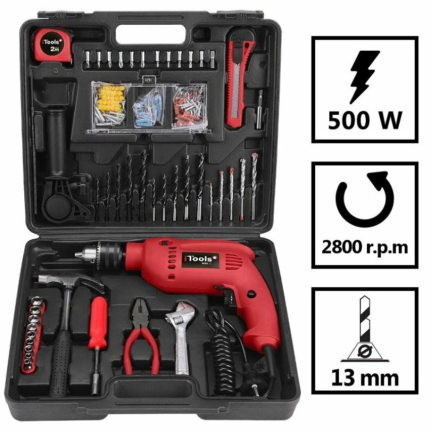 Best Sale 🎁 Perceuse à percussion 500W ITOOLS + 41 accessoires de perçage et dévissage + mallette 🎁 2 Best Sale 🎁 Perceuse à percussion 500W ITOOLS + 41 accessoires de perçage et dévissage + mallette 🎁 – Image 2