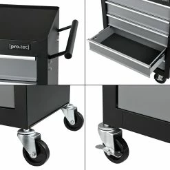 Cheapest 💯 Chariot d'Atelier pour Outils à 5 Tiroirs 69 x 33 x 77,5 cm Noir Argenté [pro.tec] 🤩 -Pas Cher Facom Magasin 4059438621567 6