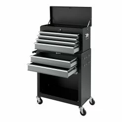 Best Pirce 🔥 Chariot d'Atelier avec Boîte à Outils Verouillable 69 x 33 x 109 cm Noir Argenté [pro.tec] 🧨