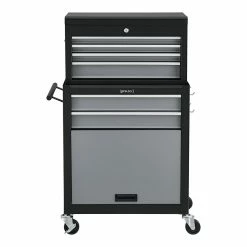 Best Pirce 🔥 Chariot d'Atelier avec Boîte à Outils Verouillable 69 x 33 x 109 cm Noir Argenté [pro.tec] 🧨 -Pas Cher Facom Magasin 4059438621581 4