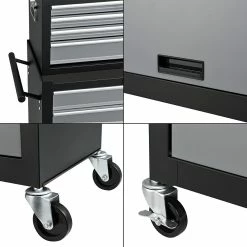 Best Pirce 🔥 Chariot d'Atelier avec Boîte à Outils Verouillable 69 x 33 x 109 cm Noir Argenté [pro.tec] 🧨 -Pas Cher Facom Magasin 4059438621581 6