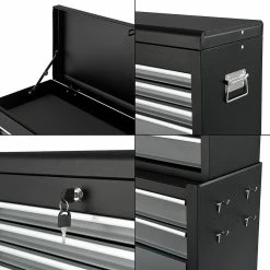 Best Pirce 🔥 Chariot d'Atelier avec Boîte à Outils Verouillable 69 x 33 x 109 cm Noir Argenté [pro.tec] 🧨 -Pas Cher Facom Magasin 4059438621581 7