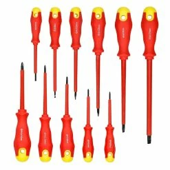 Best Pirce 😍 ECD Germany Tournevis cruciforme / plat électricien isolé en acier au chrome-vanadium 11 pcs 😀 -Pas Cher Facom Magasin 4251171877632 5