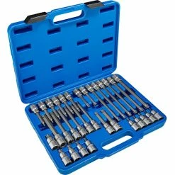 Outlet ✨ Tectake Ensemble de clé à douille embouts torx mâle longues / courtes 32 pcs 🌟