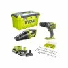 New 👍 Ryobi Perceuse-visseuse à percussion 18V OnePlus - Aspirateur à main - Batteries 2.0Ah et 4.0Ah - Chargeur - Accessoires - Boîte à outils - R18PD31-242VTA5 🔔