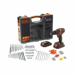 Best reviews of 👍 Black & Decker Perceuse à percussion sans fil 18V 2 batteries Li-Ion 1.5 Ah + 160 accessoires Black+Decker BDCHD18BOA 😉