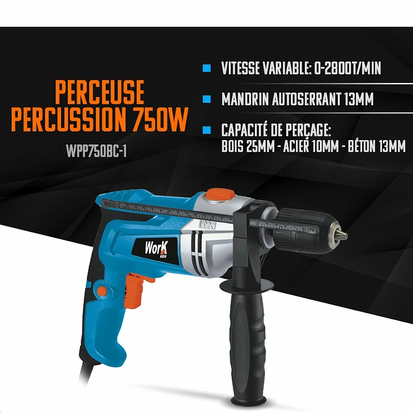 Wholesale 😍 Work Men Perceuse percussion 750W Keyless - Mandrin 13mm 🥰 2 Wholesale 😍 Work Men Perceuse percussion 750W Keyless - Mandrin 13mm 🥰 – Image 2