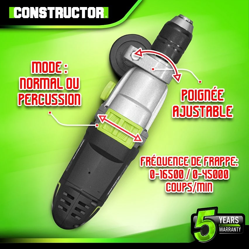 Hot Sale ✔️ Constructor Perceuse à percussion 1050W mandrin auto. 13mm 🎉 4 Hot Sale ✔️ Constructor Perceuse à percussion 1050W mandrin auto. 13mm 🎉 – Image 4
