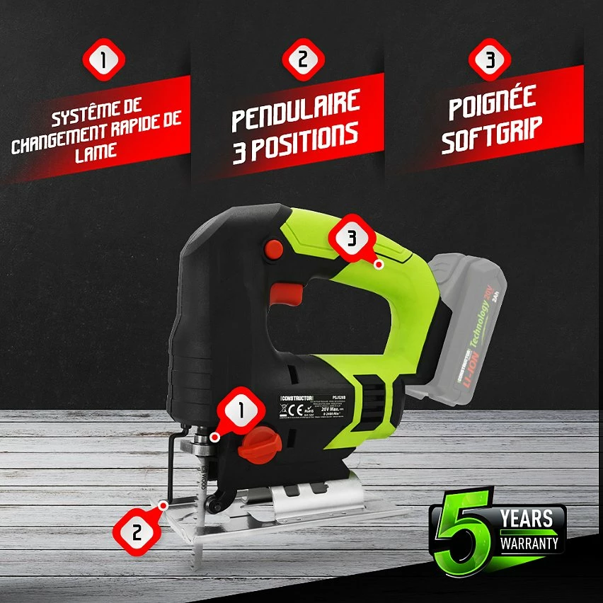 Cheapest 🎉 Scie sauteuse pendulaire max 20V avec batterie 4Ah et chargeur - Constructor 🔥 3 Cheapest 🎉 Scie sauteuse pendulaire max 20V avec batterie 4Ah et chargeur - Constructor 🔥 – Image 3