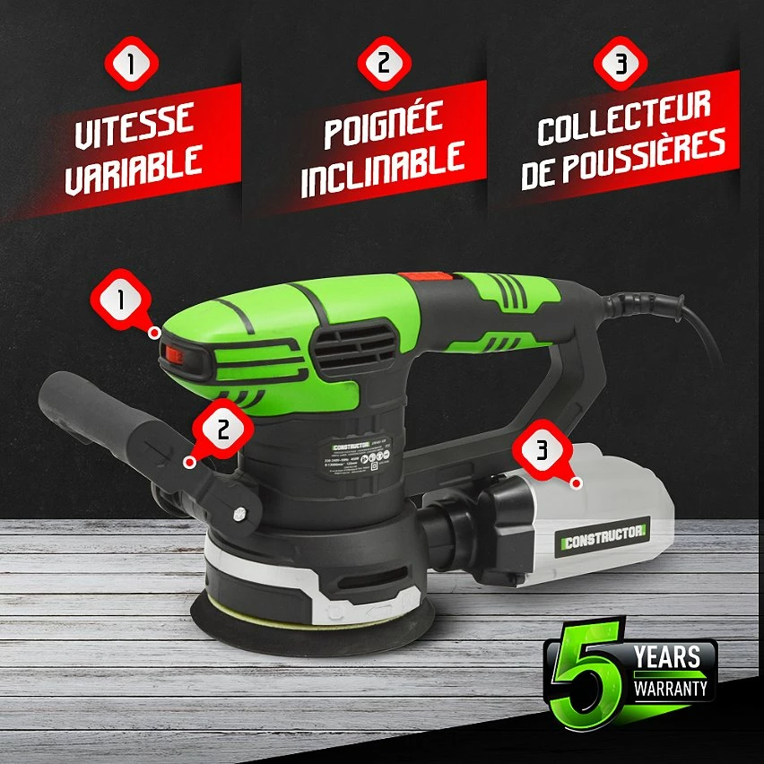 Best Pirce 😍 Ponceuse excentrique 450w - 125mm - Constructor 👍 2 Best Pirce 😍 Ponceuse excentrique 450w - 125mm - Constructor 👍 – Image 2