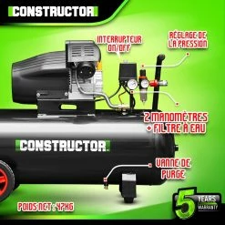 Outlet 🤩 Compresseur à huile 100L bicylindre - 8 bars - 2.2Kw - Constructor 🛒 -Pas Cher Facom Magasin 5411074215316 3