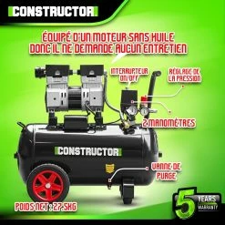 Discount ✨ Compresseur 750W - 50L silencieux - 8 bars - Constructor 🎁 -Pas Cher Facom Magasin 5411074215323 3