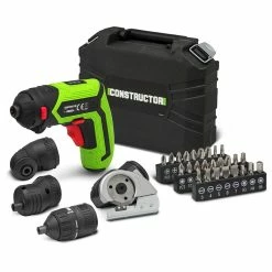 Promo 🎉 Tournevis rechargeable 4V lithium + accessoires - 4Nm - Coffret de rangement - Constructor 🛒