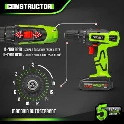 Promo 🔔 Perceuse visseuse 20V lithium-2 batteries - Chargeur rapide - Constructor 🔥 -Pas Cher Facom Magasin 5411074215422 3