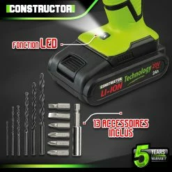 Promo 🔔 Perceuse visseuse 20V lithium-2 batteries - Chargeur rapide - Constructor 🔥 -Pas Cher Facom Magasin 5411074215422 4